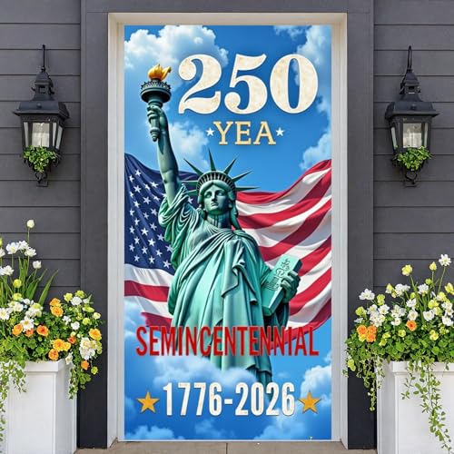 American 250th Anniversary Door Cover - Statue of Liberty Design