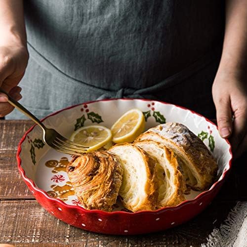 Skiennix Ceramic Pie Pan - 10 Inch Round Bakeware Dish with Butterfly Design