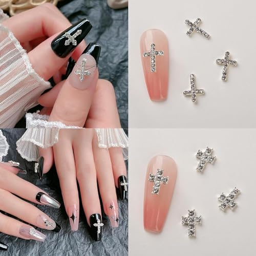 3D Alloy Cross Nail Gems 10-Pack Rhinestone Nail Art Decorations Supplies
