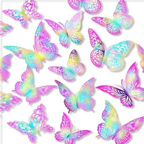 3D Metallic Butterfly Wall Decor - 48 Pcs in 4 Styles