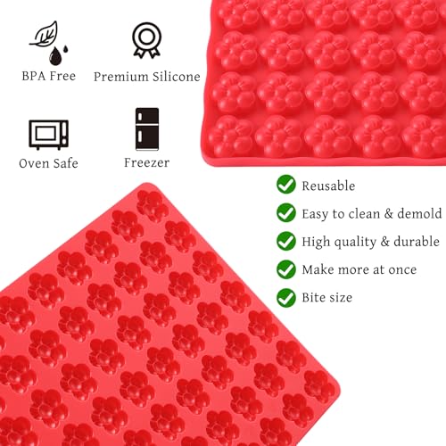 Fiyooau 70-Cavity Silicone Flower Candy Mold with Scraper for Chocolate and Gummies