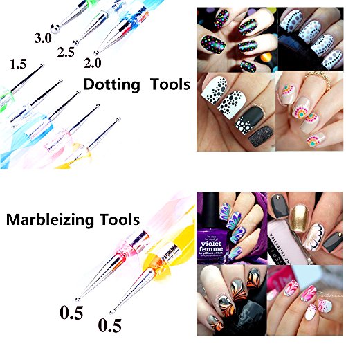 Bysiter 10-Piece Dual-Ended Nail Art Silicone Brush and Dotting Tool Set