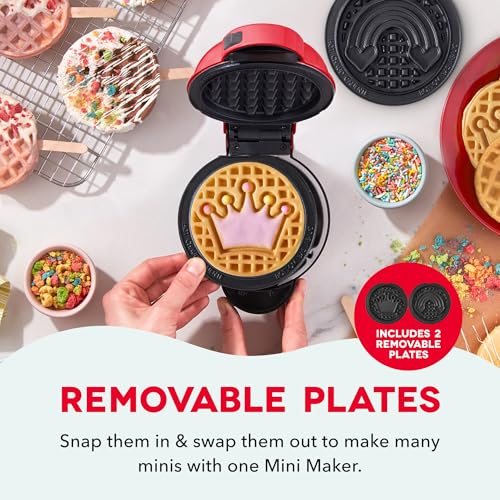 Dash MultiMaker Mini Waffle Plates - Crown & Rainbow Nonstick 2-Pack