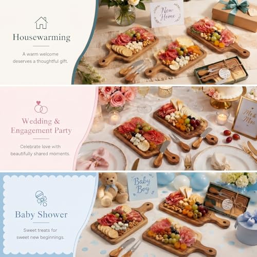 Acacia Wood Baby Shower Prize Set Mini Charcuterie Board with Utensils - Ziliny
