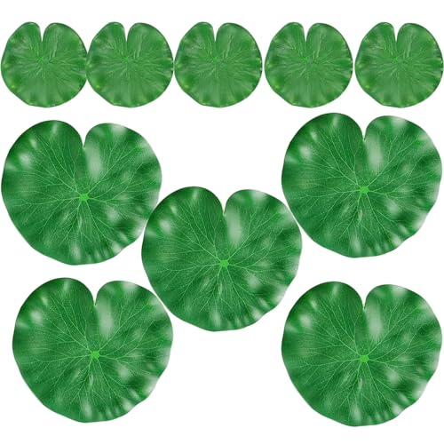 10-Pack Floating Lily Pads for Pond Decor - Realistic Pond Plants