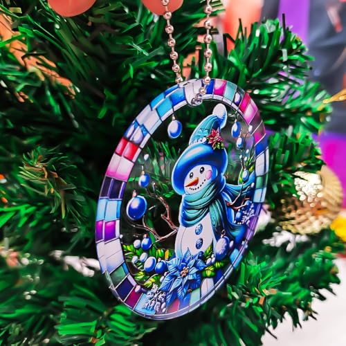 Acrylic Snowman Christmas Tree Ornament with Gift Box