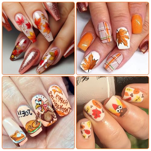IDDFEVE Thanksgiving Nail Decals Water Transfer Turkey Leaf 12 Sheets