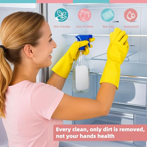 Xgunion Reusable Rubber Cleaning Gloves - Medium, 5 Pairs Non-Slip Set