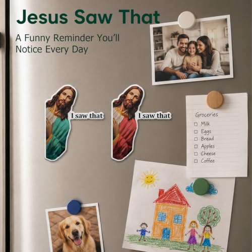 Funny Jesus 'I Saw That' Magnets - Christian Humor Set, 2 Pack