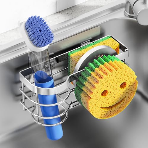 Cisily Stainless Steel Sponge Holder for Kitchen Sink Caddy