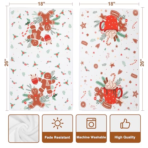 Gingerbread Christmas Kitchen Towels Set of 2 - 18x26 Inches