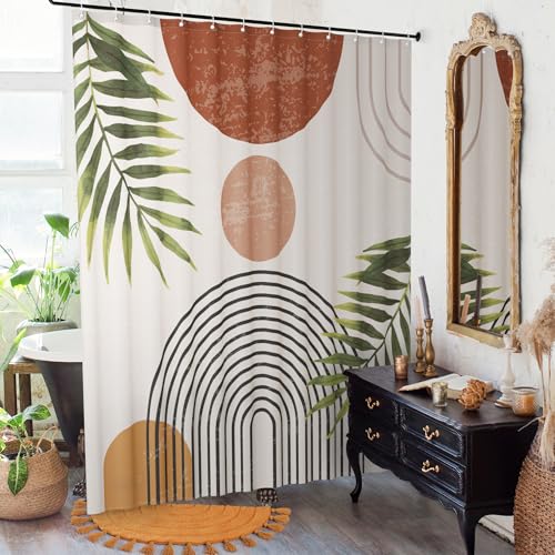 KIBAGA Mid-Century Boho Shower Curtain 72x84 - Stylish Bath Decor
