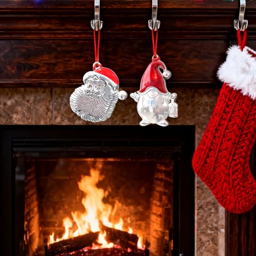 Ziyutam Solid Pewter Gnome Christmas Tree Ornament, Handcrafted Santa Hanging