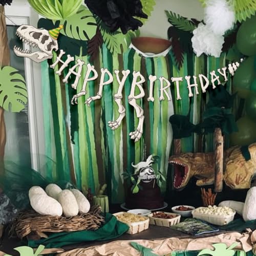 Dinosaur Birthday Banner - Fossil Design with Movable Claws