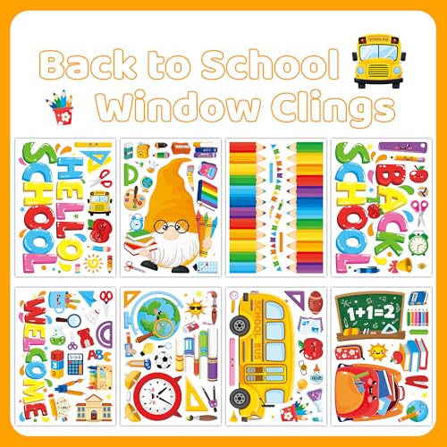 Funnlot Back to School Window Clings - 100 Double-Sided Stickers