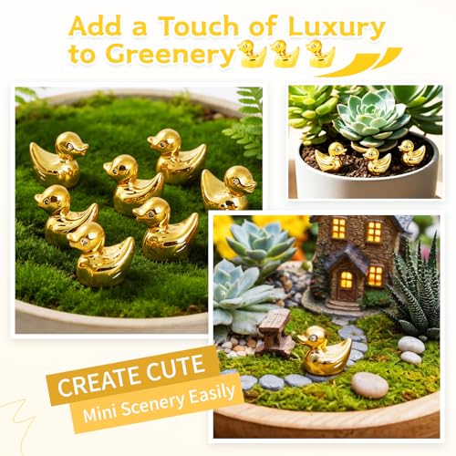 120 Pcs Mini Golden Duck Resin Figurines for Fairy Garden & Party Favors