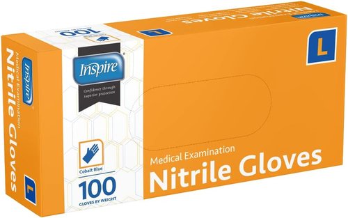 Inspire Nitrile Exam Gloves - Original Quality Stretch Cobalt Blue | Latex-Free Disposable 4.5" Size
