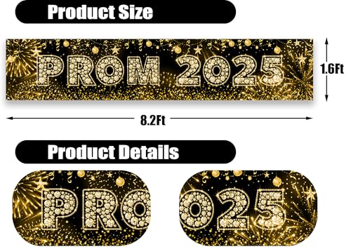 Class of 2025 Graduation & Prom Banner Gold Party Decoration Backdrop