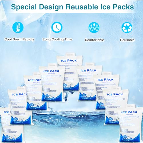 12Pcs Gel Ice Packs for Cooling Vest - Cold Packs for Ice Cooling Safety Vest, Reusable Ice Packs for Injuries Food Preservation