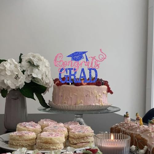 Congrats Grad 2026 Cake Topper Glitter Class of 2026 Party Decoration