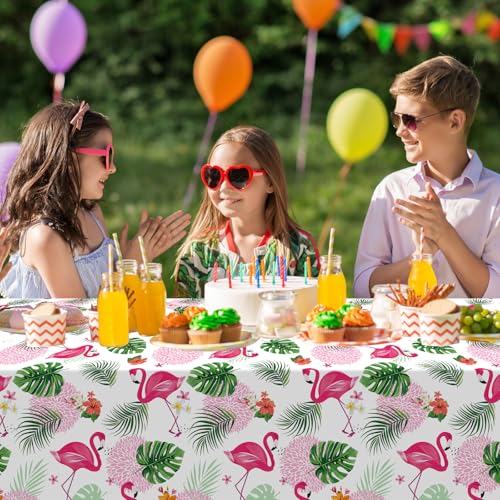 3-Pack Tropical Flamingo Tablecloths - 54" x 108" for Summer Parties