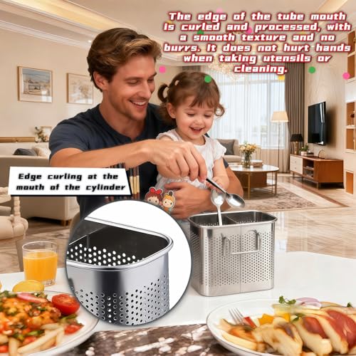 304 Stainless Steel Utensil Holder, 2-Compartment Kitchen Drainer Rack
