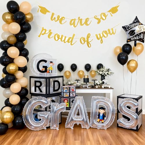 Gold Glitter Graduation Banner - We Are So Proud of You 2026