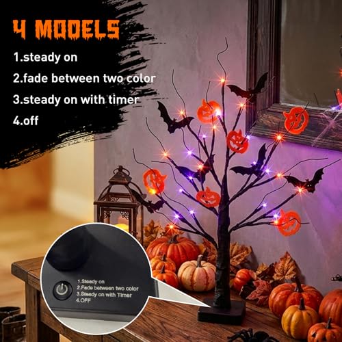 Vanthylit 22-Inch Halloween Tree with Purple & Orange LED Lights