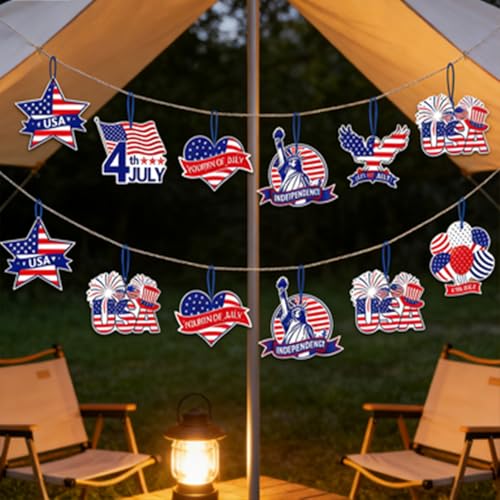 Independence Day Door Sign Decorations - Patriotic 9-Piece Set