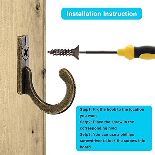 10 Zinc Alloy Antique Wall Hooks for Keys, Towels, and Coats - Bronze