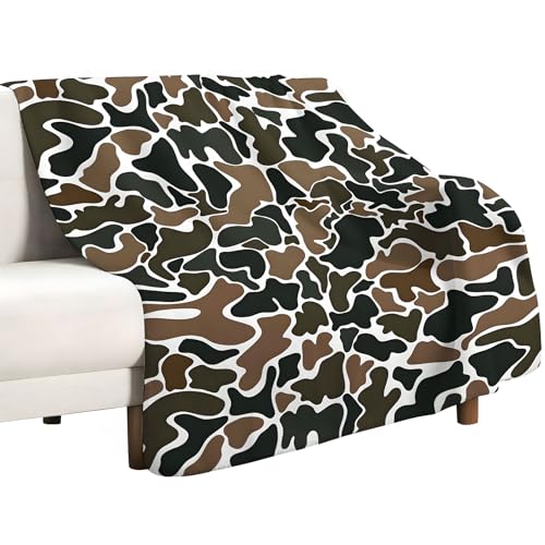 Camouflage Throw Blanket - Warm Soft Fleece Army Hunting Decor Gift
