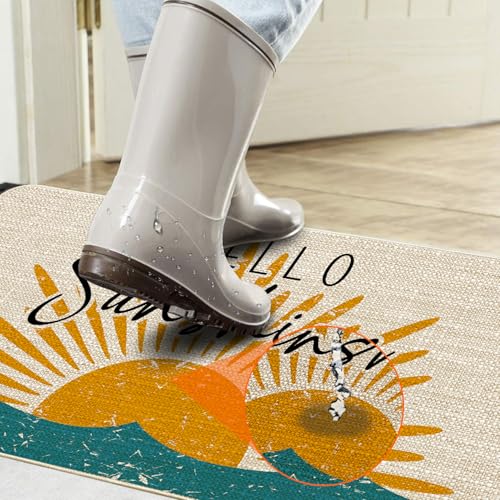 Hello Sunshine Yellow Doormat, 17x30 Non-Slip Entrance Rug (Sunshine1)