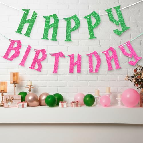 Witch Birthday Banner - Pink & Green Party Decorations