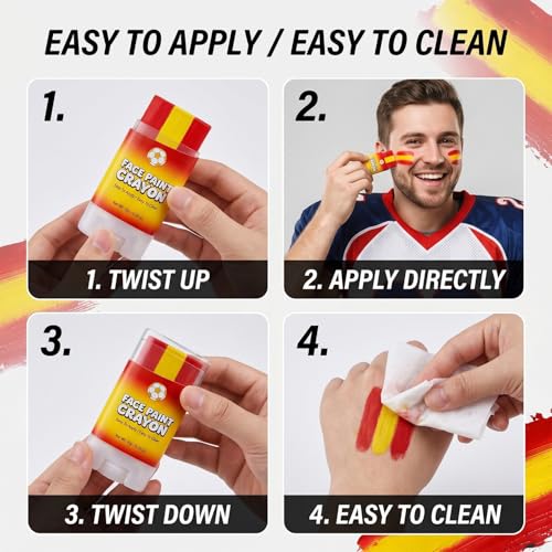Lulesi Spain Flag Face Paint Stick - Sweat-Proof Sports Body Paint