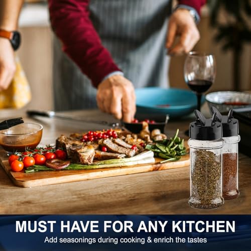 TUZAZO 3 Oz Plastic Spice Jars with Shaker Lids - 14 Piece Set