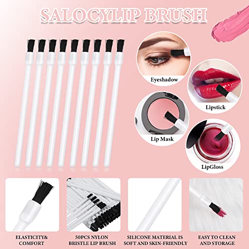 Prasacco 50 Pcs Disposable Lip Brushes and Nail Polish Wands, White