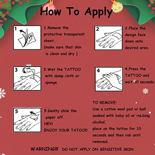 CHARLENT Glitter Christmas Temporary Tattoos for Kids 12 Sheets