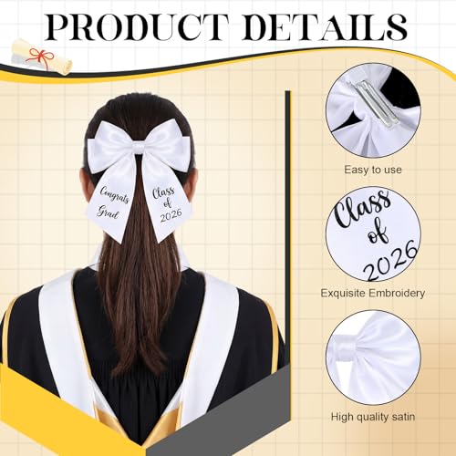 Graduation Cap Bow Decor for Class of 2026 - Congrats Grad Hair Accessory
