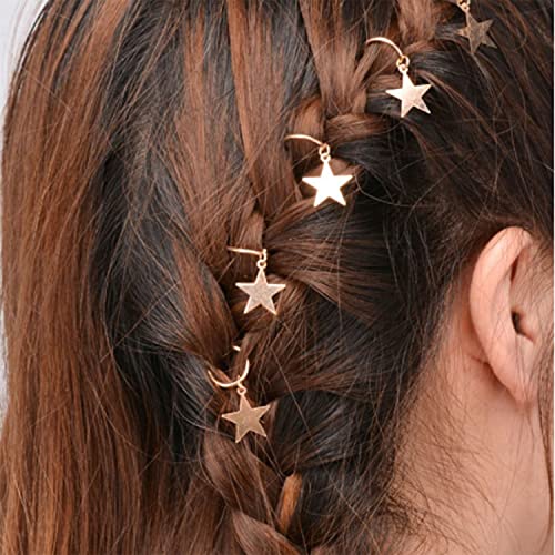 NAISKA 12PCS Gold Star Braid Clips & Hair Jewelry for Dreadlocks