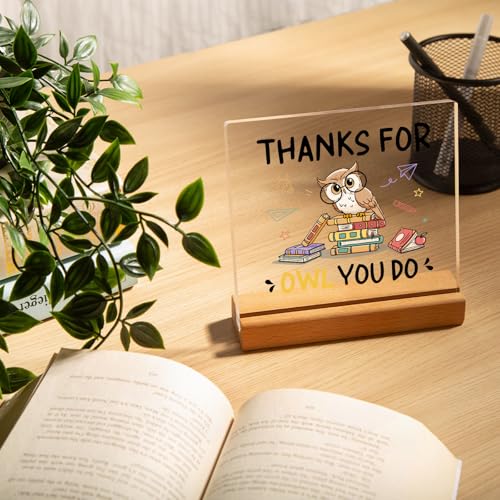 Teacher Appreciation Gift Owl Acrylic Desk Plaque - Meaningful Present