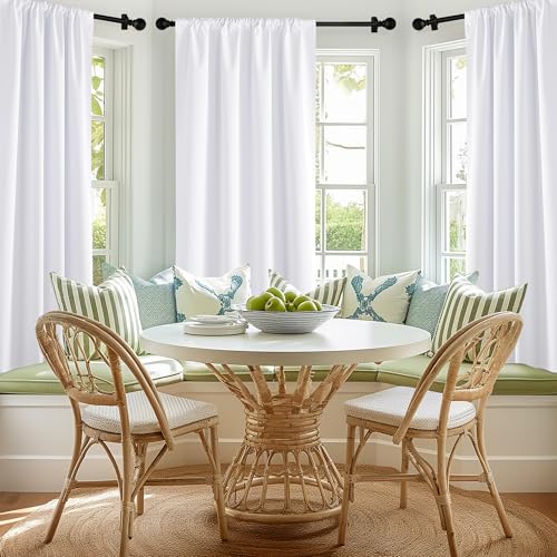 NICETOWN 100% Blackout Curtains - 34x36 Inch, Snow White, 2 Panels