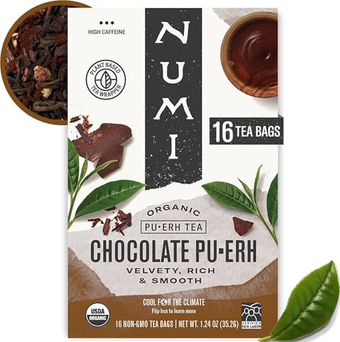 Numi Organic Chocolate Pu-erh Tea, 16 Count Dark Tea Bags