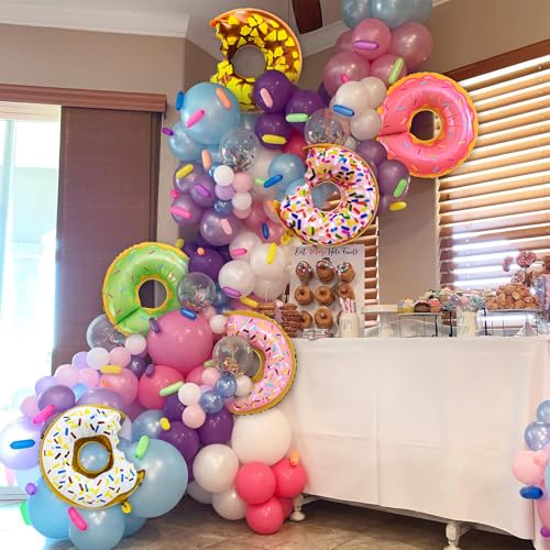 Giant Pink Donut Foil Balloons Set – 6 Pack for Birthday Decor