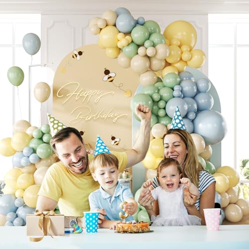 137pcs Dusty Blue and Yellow Balloon Garland Kit for Parties