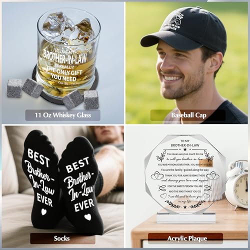 Brother-in-Law Gifts Set with Whiskey Glass & Accessories - Christmas & Father's Day
