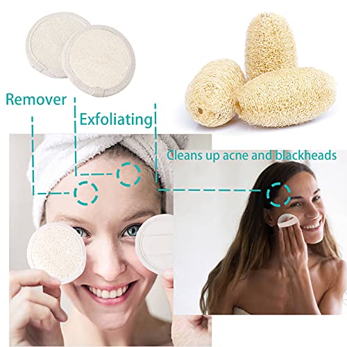 Natural Loofah Body Exfoliating Pads with Hand Strap - 2 Pack