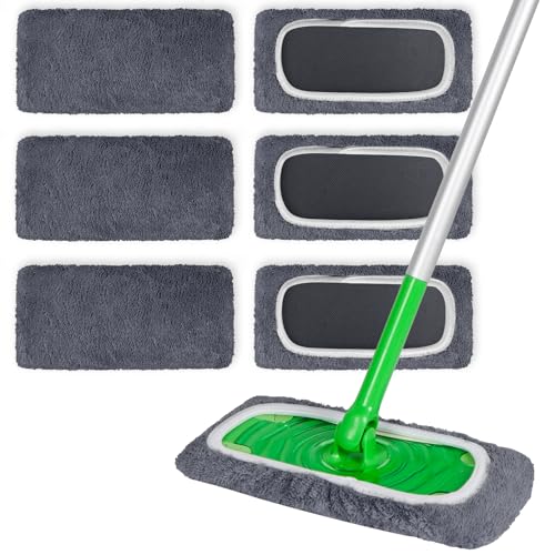 6 Pack Reusable Microfiber Mop Pads for Swiffer Sweeper