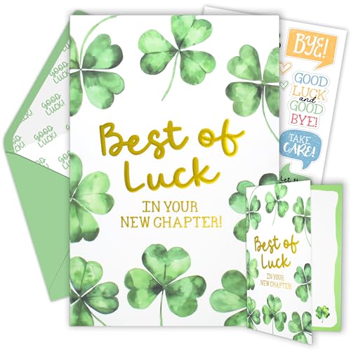 Gold Foiled 5x8in Goodbye Card Set for Coworkers with Stickers