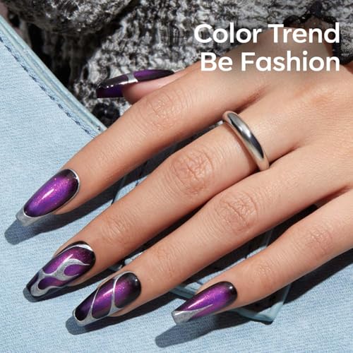 Modelones Chameleon Purple Gel Nail Polish 15ml Pink Holographic Shimmer