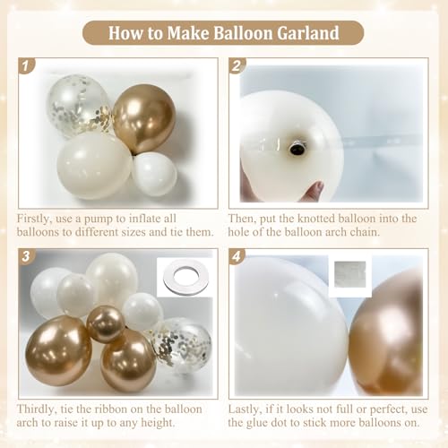 Champagne Gold Balloon Arch Kit - 143Pcs for Birthday & Wedding Decor